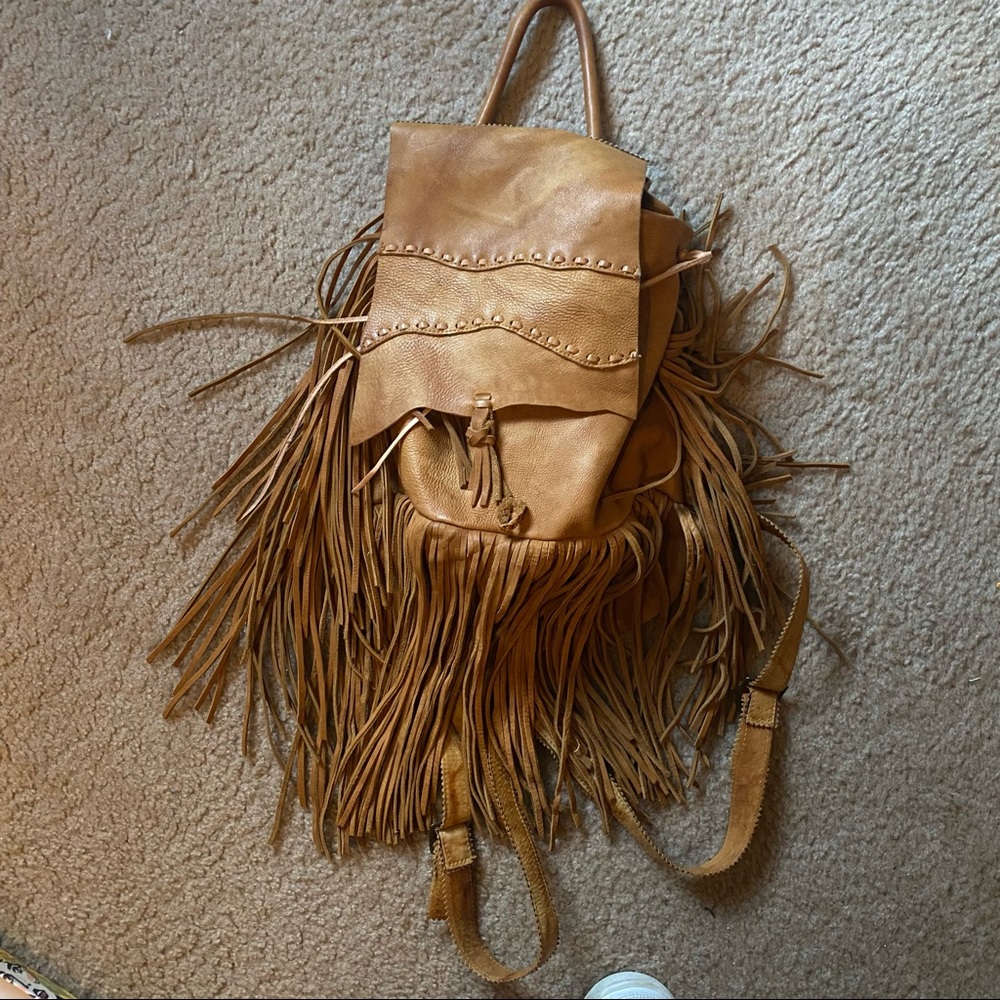 Real leather backpack